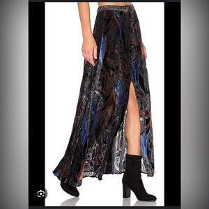 Free People Black and Blue Maxi Skirt